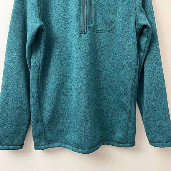 Eddie Bauer 1/4 Zip Mens Pullover Med Teal Heather Fleece Hiking Preppy Golf - Picture 3 of 11